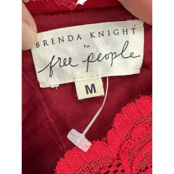 Free People X Brenda Knight Red Velvet Lace Mini Cocktail Dress Medium - Picture 6 of 6